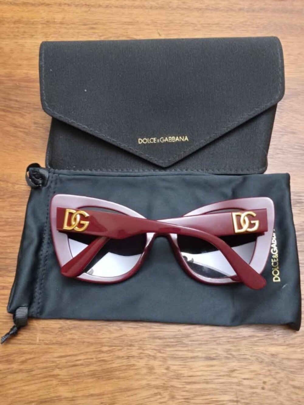 Dolce & Gabbana Burgundy Cat-Eye Sunglasses